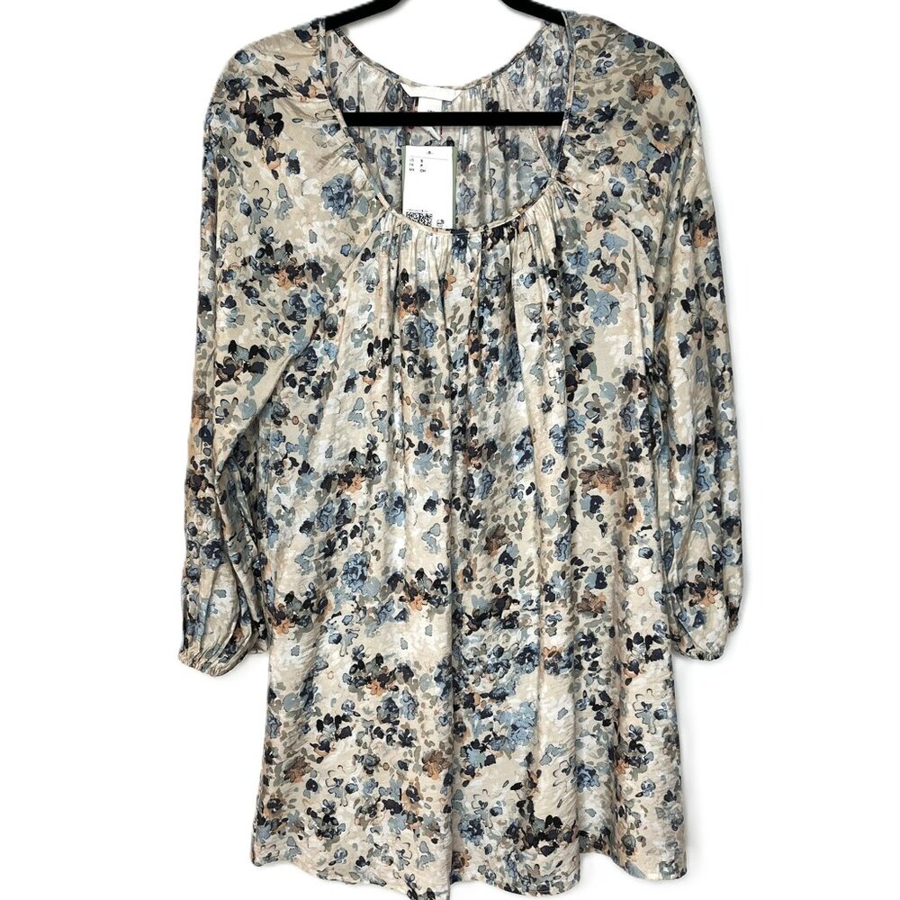 H&M Women's Long Sleeve Abstract Floral Dress, Flowy Feminine, Size Small, NEW
